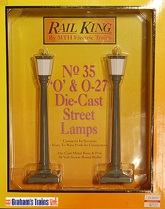 MTH 30-1058 No. 35 Die-cast Street Lamps Gray (Pair)