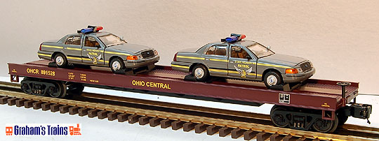 MTH Premier 20-98488 Ohio Central Flatcar with Two Ohio State Highway Patrol Cars