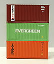 MTH Premier 20-95041 20' O-Scale Container Set: Flexi-Van, Evergreen, Itel